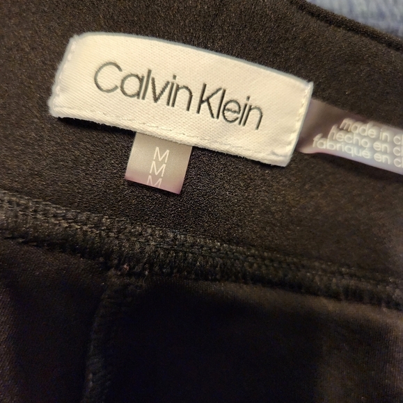 Calvinklein wide leg pointe cropped pants belted sz M logo work wear - Picture 2 of 9